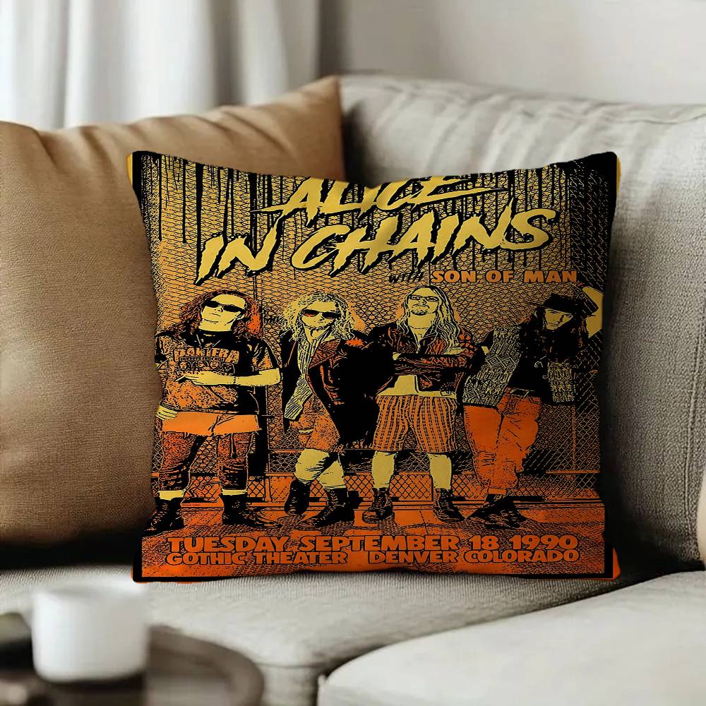 AAlice in Chains Band Cushion Cover Car Throw Pillow Case For Sofa Car Christmas Gift xcm xcm