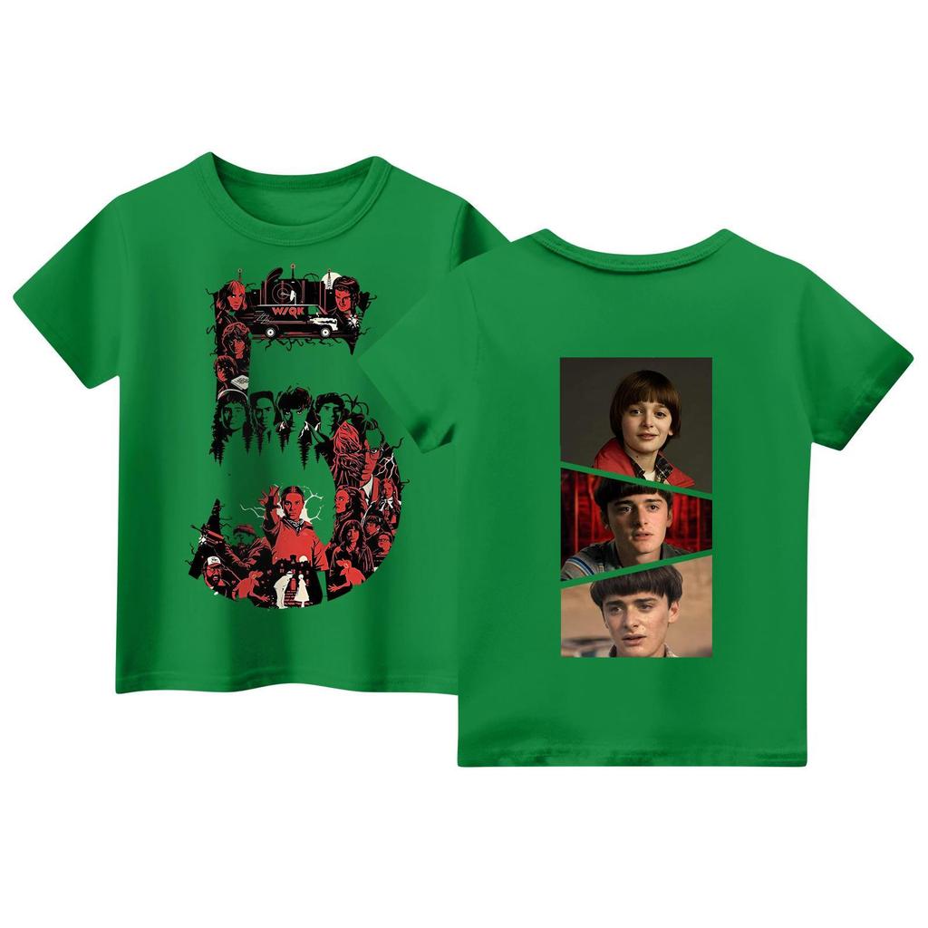 Laste lühikeste varrukatega topid, vabaaja trükiga T-särk, ümara kaelusega pulloverpluus