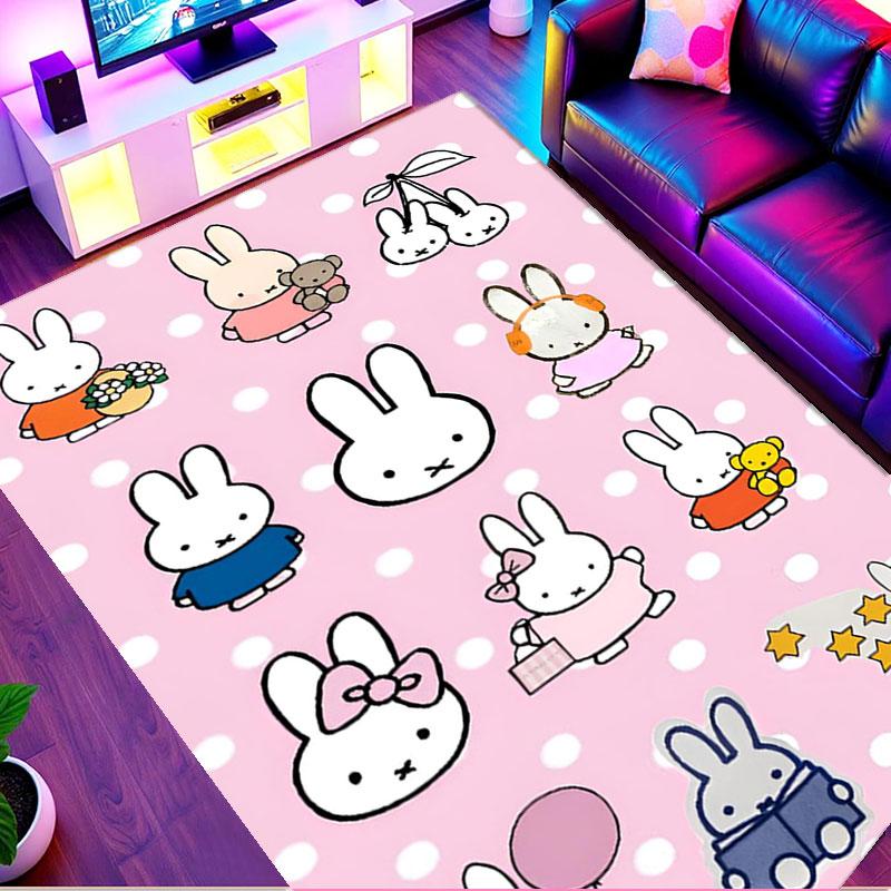 Miffy Print Rug, Washable Floor Carpet, For Entryway Dorm Laundry Room Office Study, Home Decor Birthday Christmas Gift