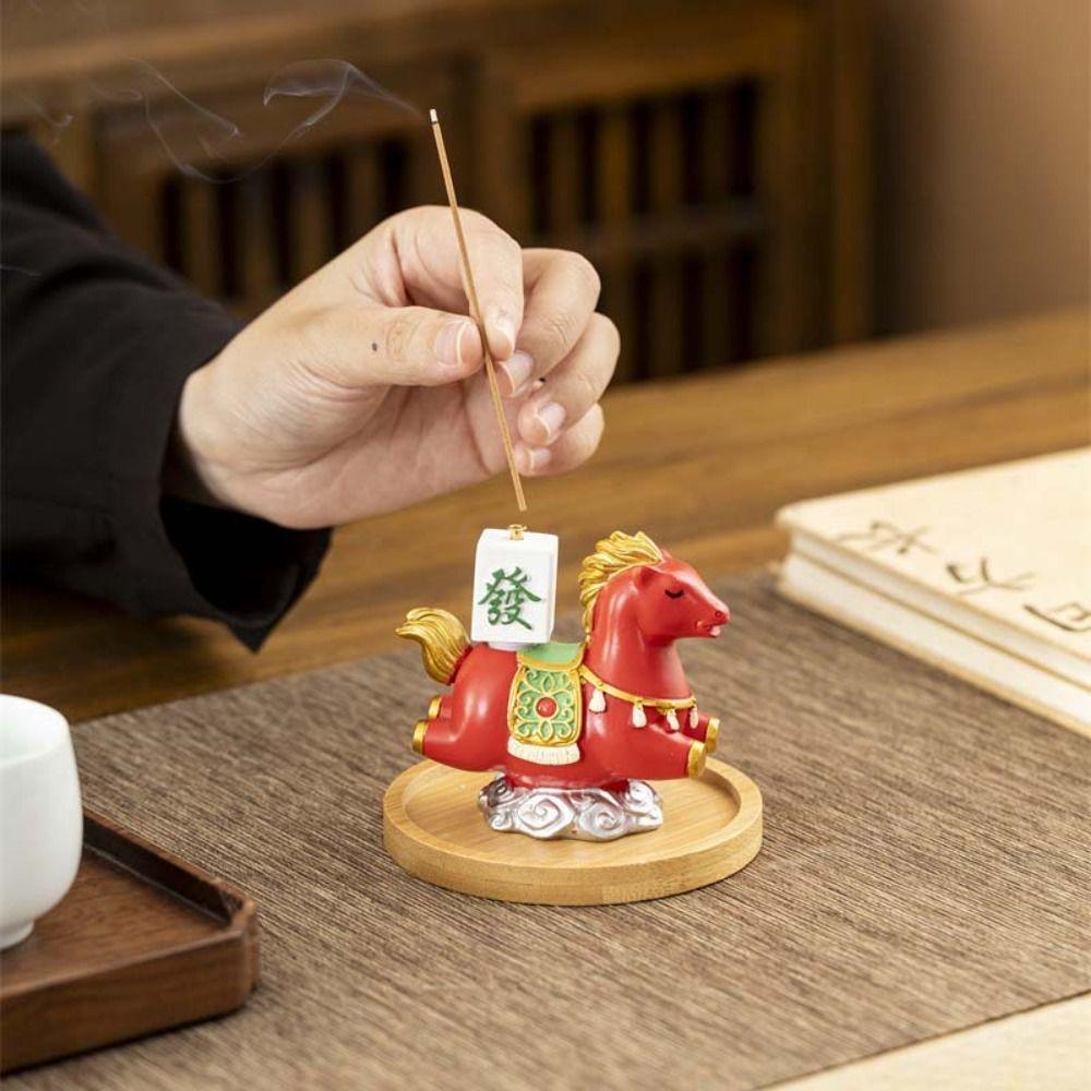 Funny Zodiac Pony Incense Burner Pony Shape 2026 Horse Year Indoor Incense Burner New Year Ornamental Resin Incense Stick Holder