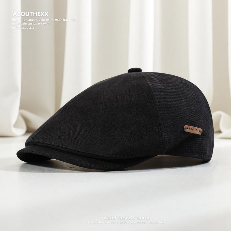 Retro Solid Color Cap With Flat Top And Versatile Style For Daily Wear чёрный