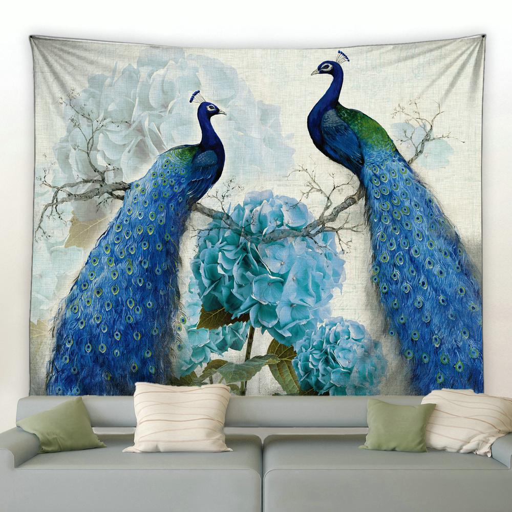 Colorful Bird Flower Plant Wall Hanging Tapestry Room Bedroom Background Decoration Blanket Peacock Pattern Tapestry