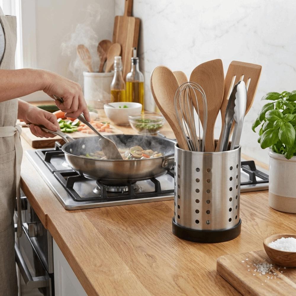 With Drain Holes Chopstick Holder Stainless Steel Cutlery Holder Organizer Kitchen Counter