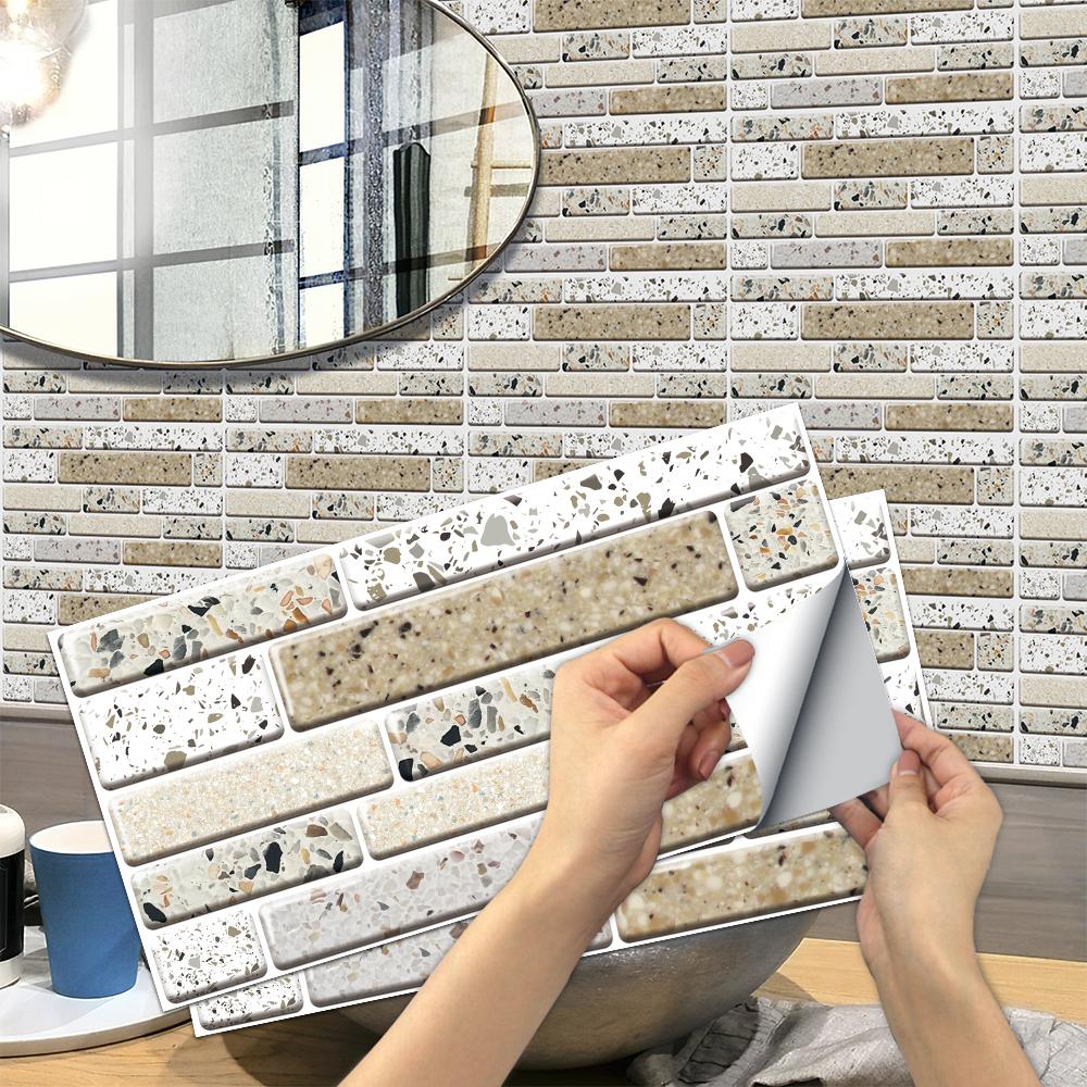 

3D Marble Patter Peel & Stick Tile Sticker, Removable Wall DecorDecals for Home, Wallpaper Peel and Stick (as the picture,6pcs)