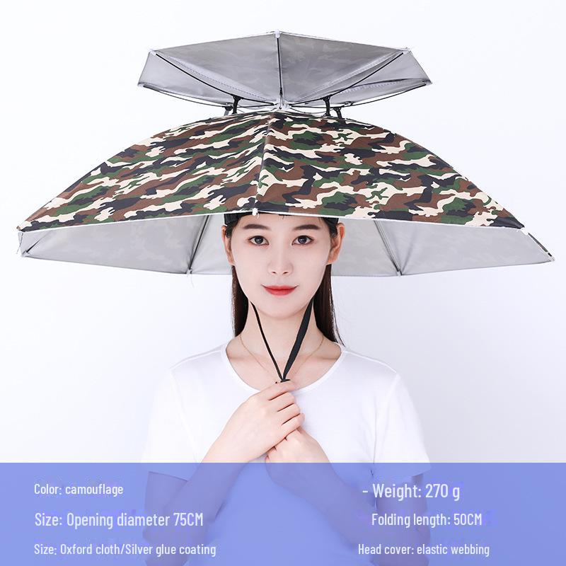 Large Folding Fishing Hat Umbrella for Adults & Kids – Unisex Outdoor Headwear with Prints