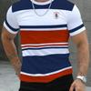 Casual Streetwear Short-Sleeved Striped 3D Print T-Shirt