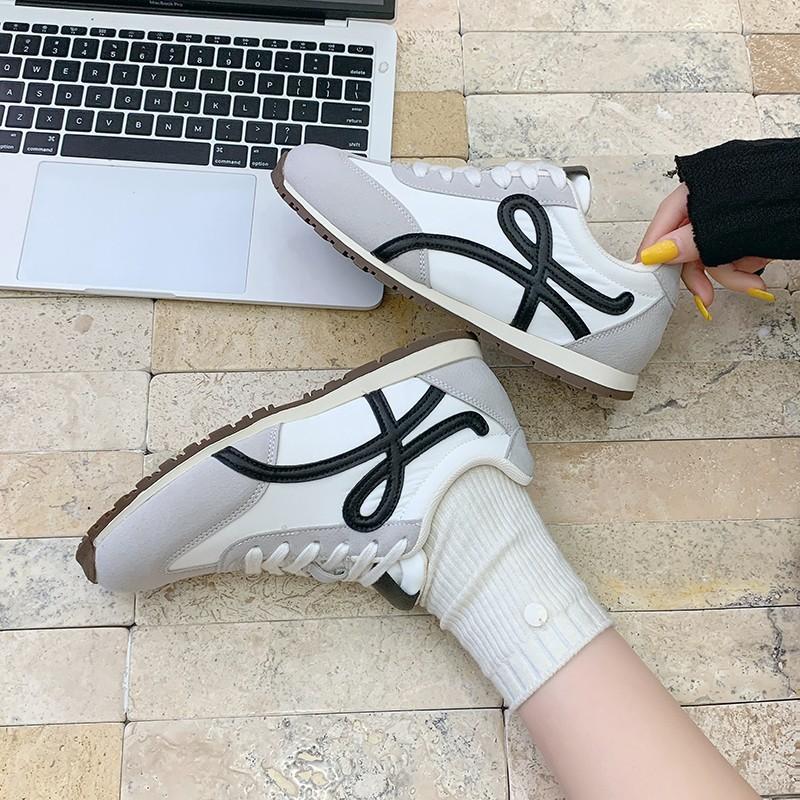 Cowhide version~ Retro German training shoes versatile inner height increase casual shoes sports shoes women's flat white shoes Forrest Gump shoes tid