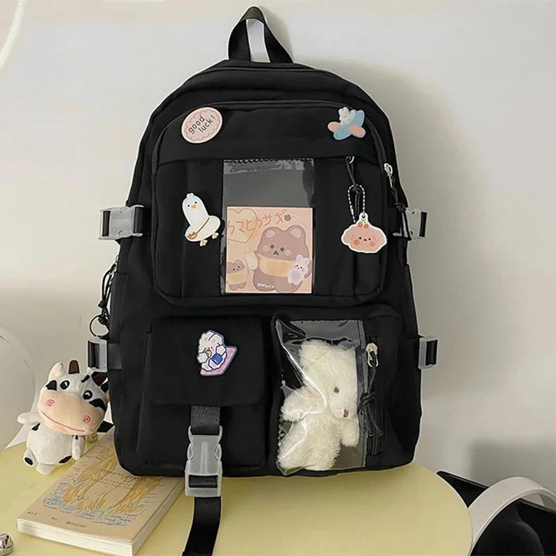 Fresh Printing Campus Style Schoolbag Simple Pure Colour Shoulder Bag Fashion Fresh Girls Backpack Cute School Bags for Student