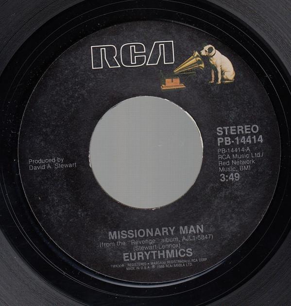 

7-дюймовая пластинка EURYTHMICS - Missionary Man PB14414 RCA 1986 US Rock б/у
