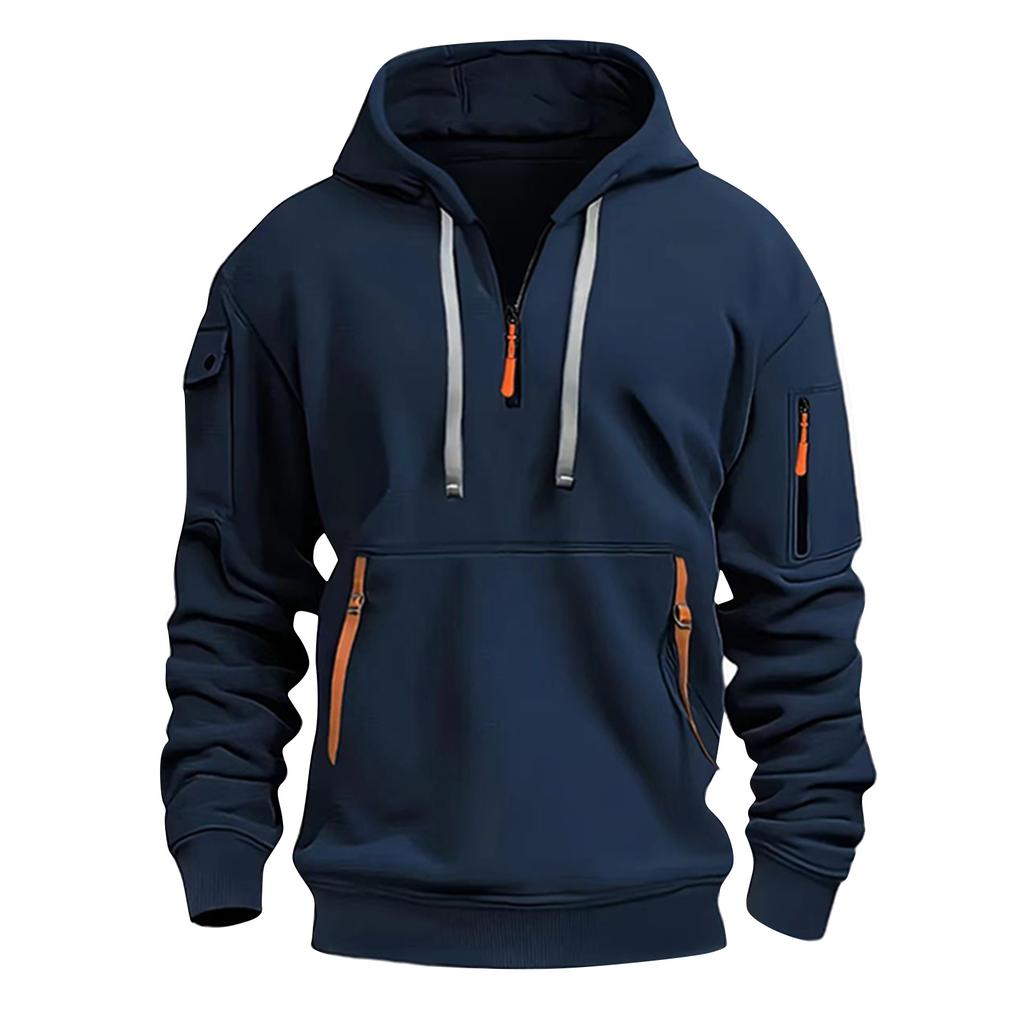 Men's Color Half-Zip Hoodie Men's Sports Plus Size Casual Sweatshirt