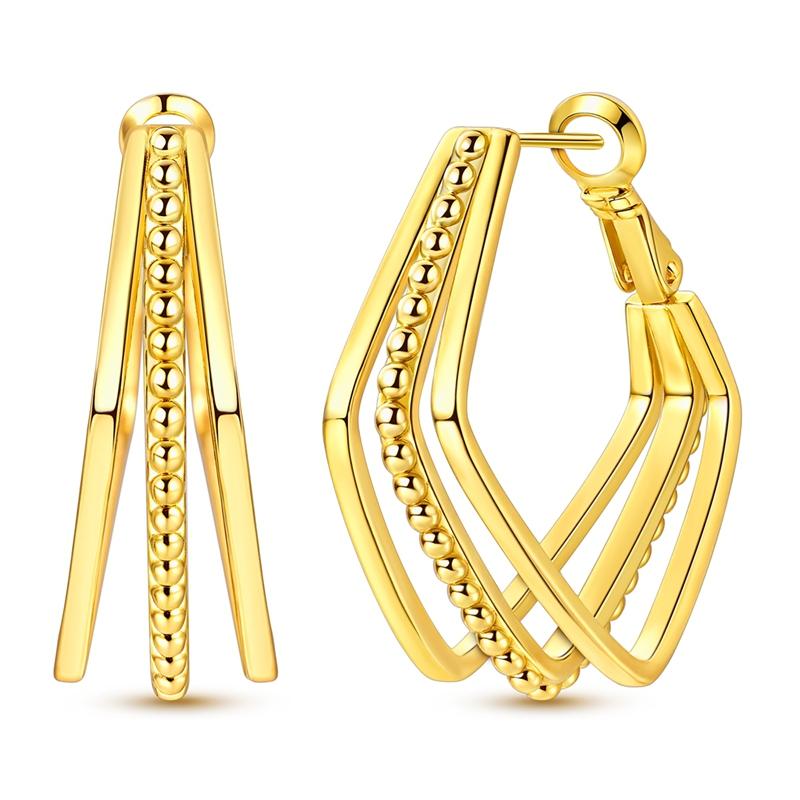 925 Silver Earrings Golden Round Circle Hoop Earrings For Woman Female Fashion Wedding Engagement Jewelry