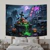 Graveyard,Jack-O'-Lantern,Crow,Ruins Design-Halloween Backdrop Cloth for Photo Booth,Indoor/Outdoor Parties,Themed Event