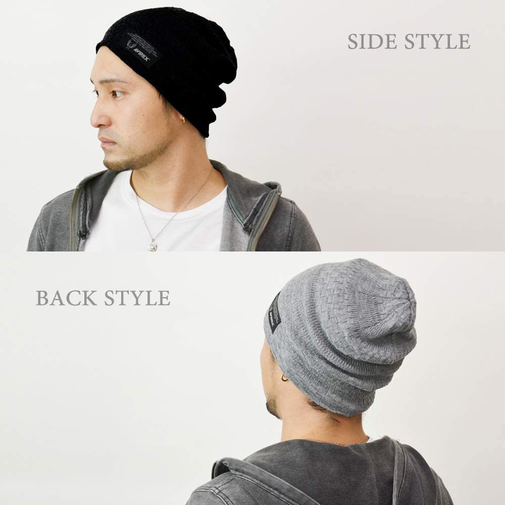 Avirex Knit Cap Beanie Gray (Type A, (Jacquard Knit))