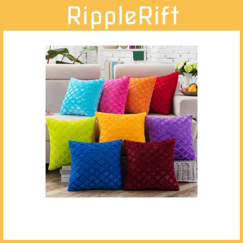 Vibrant Solid Bright Color Grids Checks Decorative Pillow Soft Velvet Cushion Cover