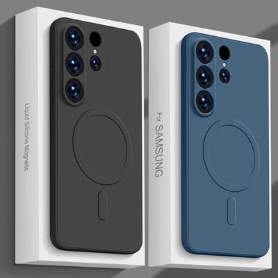 Funda magnética de silicona líquida para Samsung Galaxy S24 S25 Ultra S23 Plus S22 S21FE, funda suave con carga inalámbrica