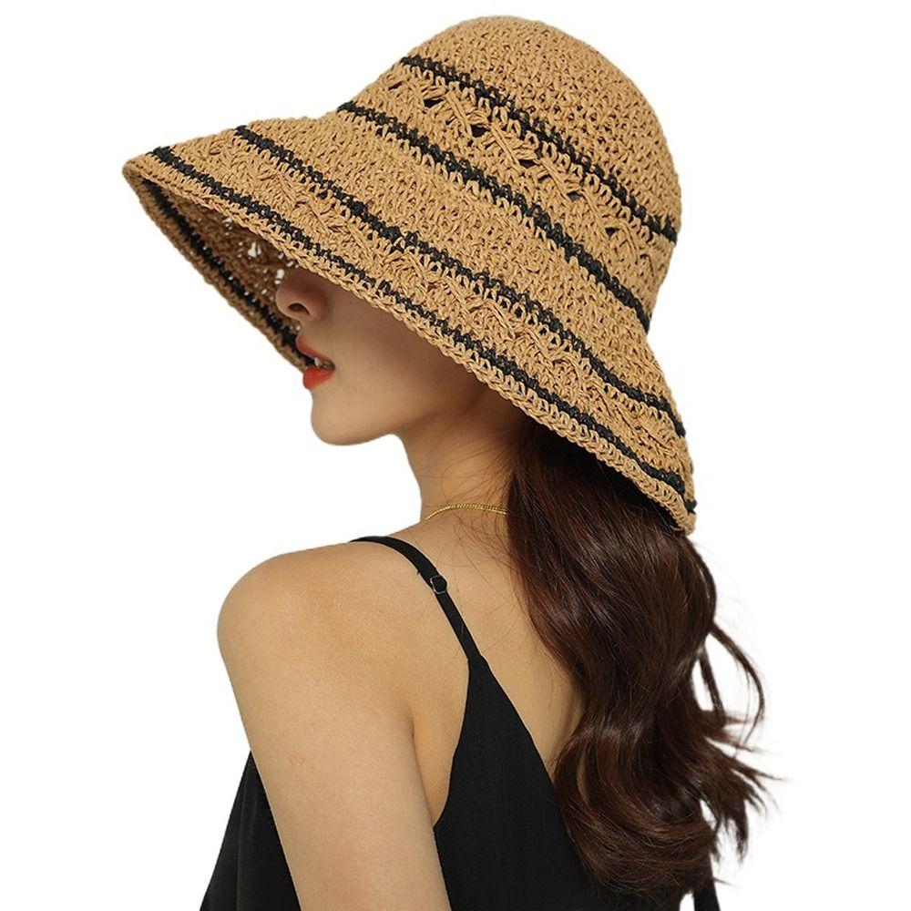

Wide Brime Basin Cap Beach Sunshade Hat Straw Weave Bucket Hat Summer Sun Hat Women Fisherman Cap