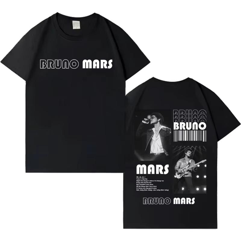 

2026 Singer Bruno Mars Tshirt Men Women Pop Casual Short Sleeve TShirt Men Aesthetic High Quality Gothic Crewneck Top Fans Gift XL