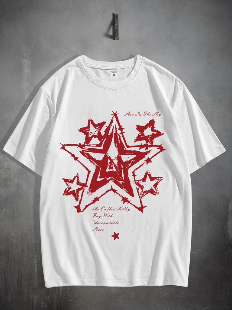 Men's Graphic Tee - Casual & Loose Dark Academia Short Sleeve T-Shirt Oversized Baggy Tops T-Shirt Black