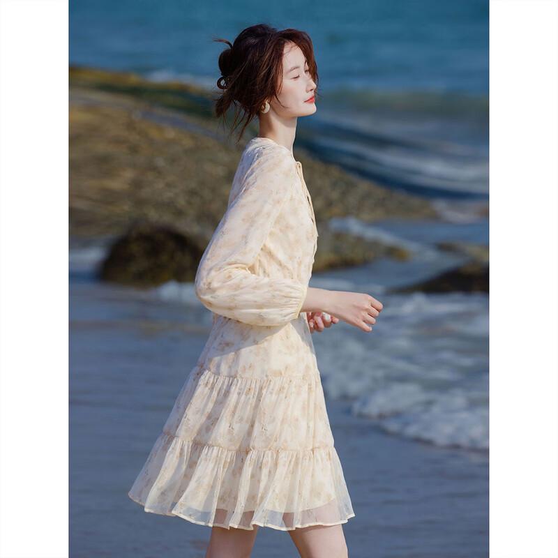 French Style Chiffon Floral Midi Dress