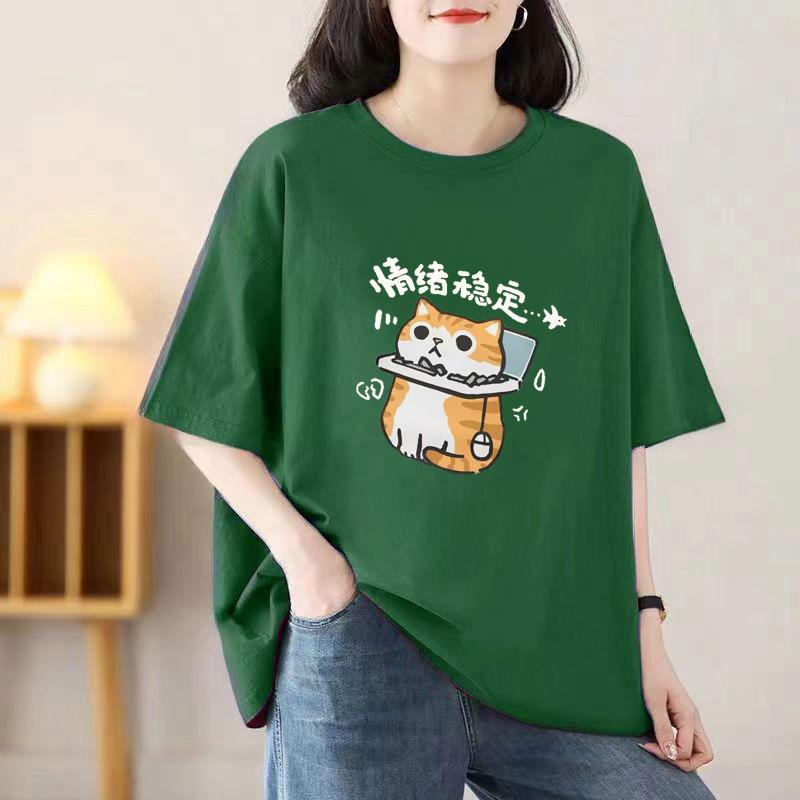 

Летняя новая футболка с короткими рукавами из хлопка с рисунком из мультфильма, женская свободная футболка, топы 3XL