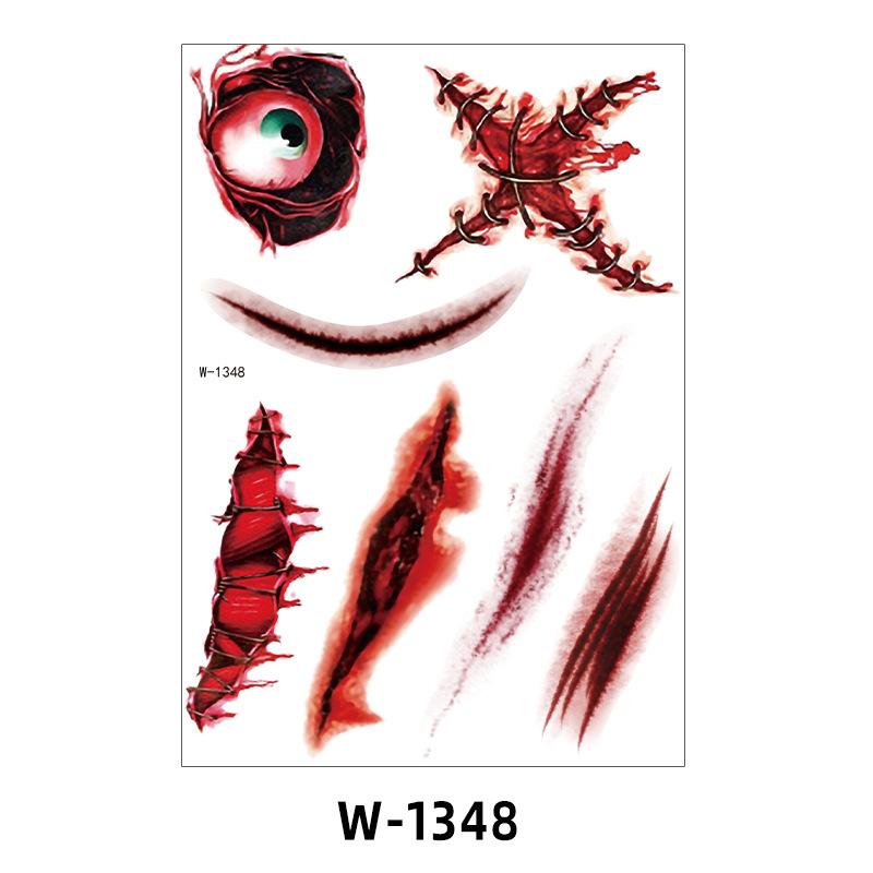 Halloween Tattoo Sticker Waterproof Simulation Scar Horror Half Arm Tattoo Flower Arm Tattoo Sticker