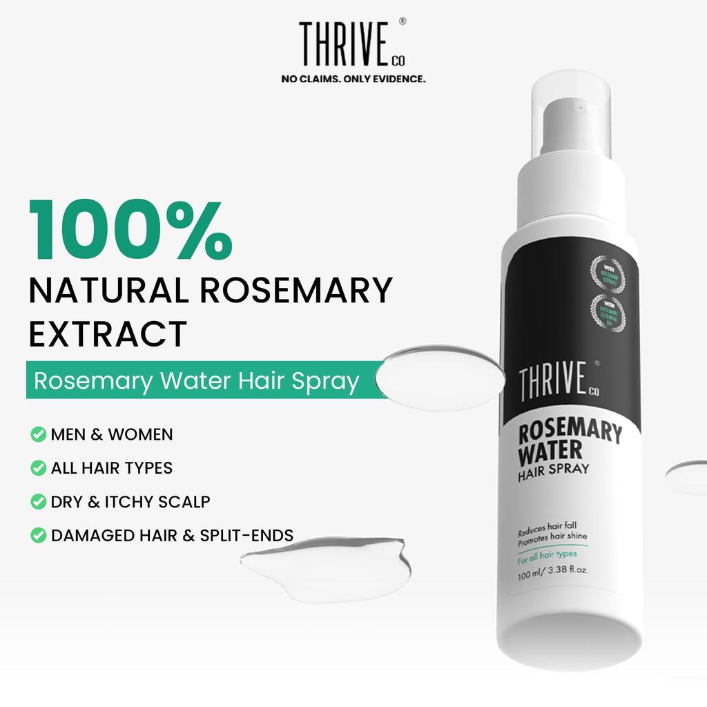 ThriveCo Rosmarinwasser Haarspray | 100% natürlicher Rosmarinextrakt, Reiswasser & Hyaluronsäure | Für Haarwachstum & Haarausfallkontrolle | Verleiht Glanz