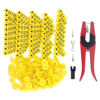 100 Sets Livestock Ear Tag Kit Number Animal Ear Tag with Applicator for Cattle Horse  Sheep