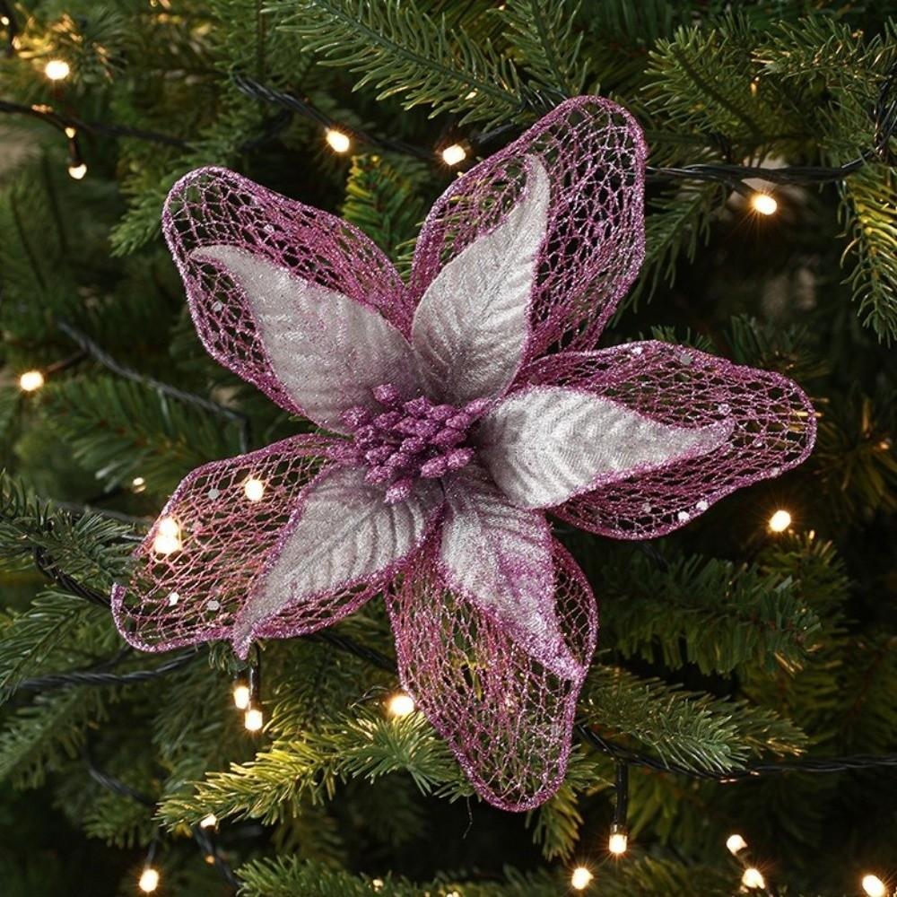 23cm Weihnachtsstern Glitzer Blume Weihnachten Hängende Ornamente Künstliche Weihnachtsblumen DIY Weihnachtsbaumschmuck Partyzubehör