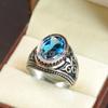 London Blue Topaz Oval Gemstone With 925 Sterling Silver Ring For Men's #B222 JL375675959367
