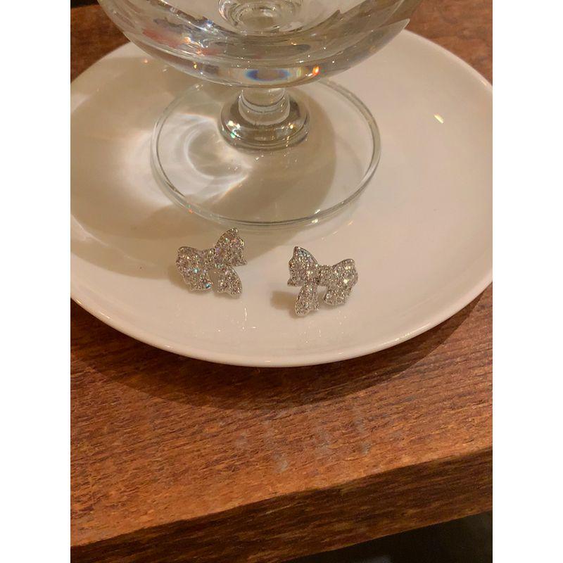 

Exquisite Bows Fall and Winter Online Influencer Earrings Peach Tea 925 silver needle pair