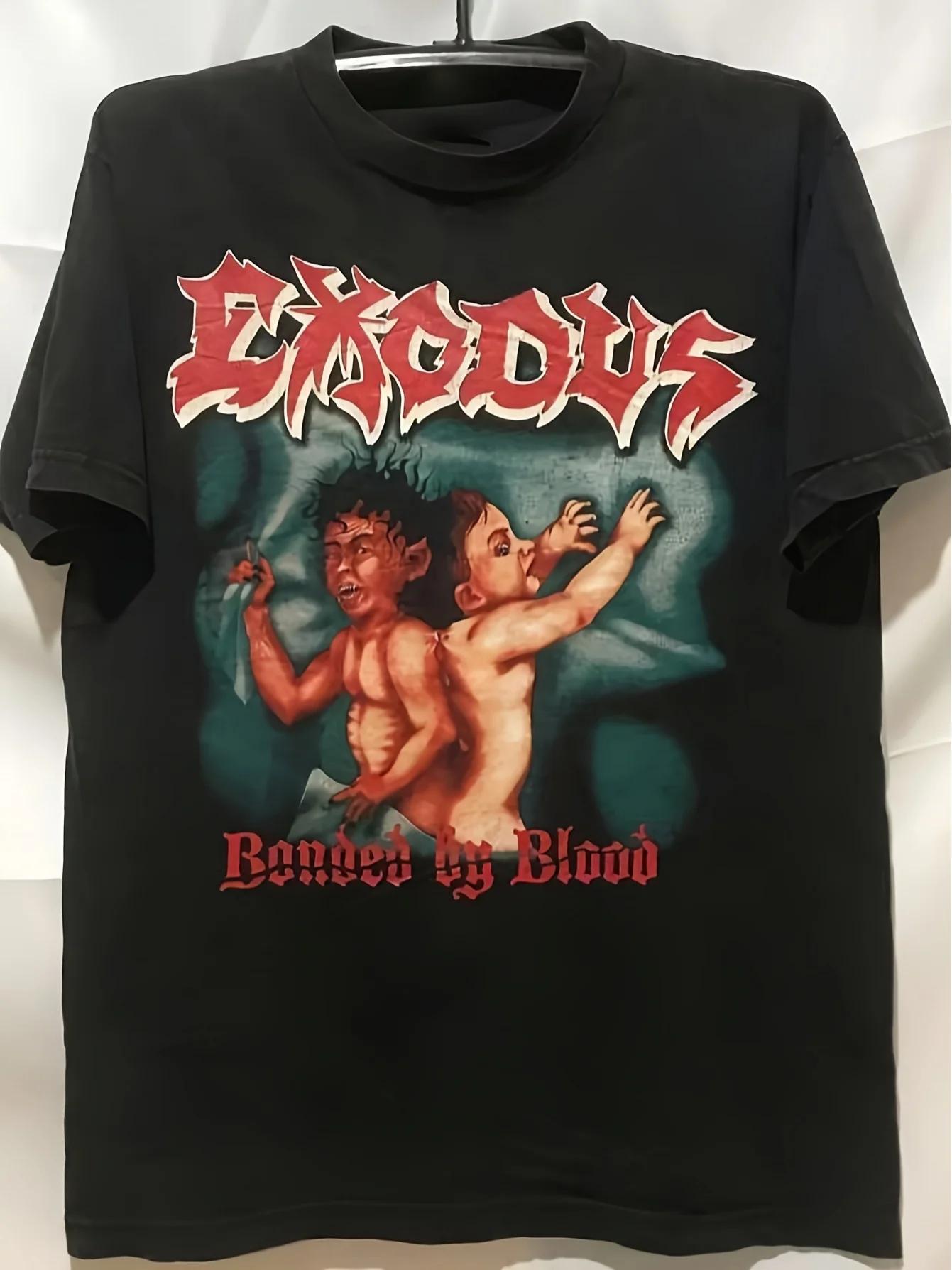

EXODUS Punk Rock Band T-shirt - Men s T-shirt Featuring Exodus Album Cover, Concert, Daily Street Music Festival Costumes - M... S разноцветный