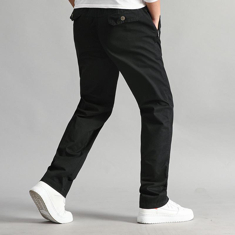 

Мужские прямые брюки со средней посадкой и эластичной завязкой - свободный крой, большие размеры, однотонный цвет 6XL чёрный