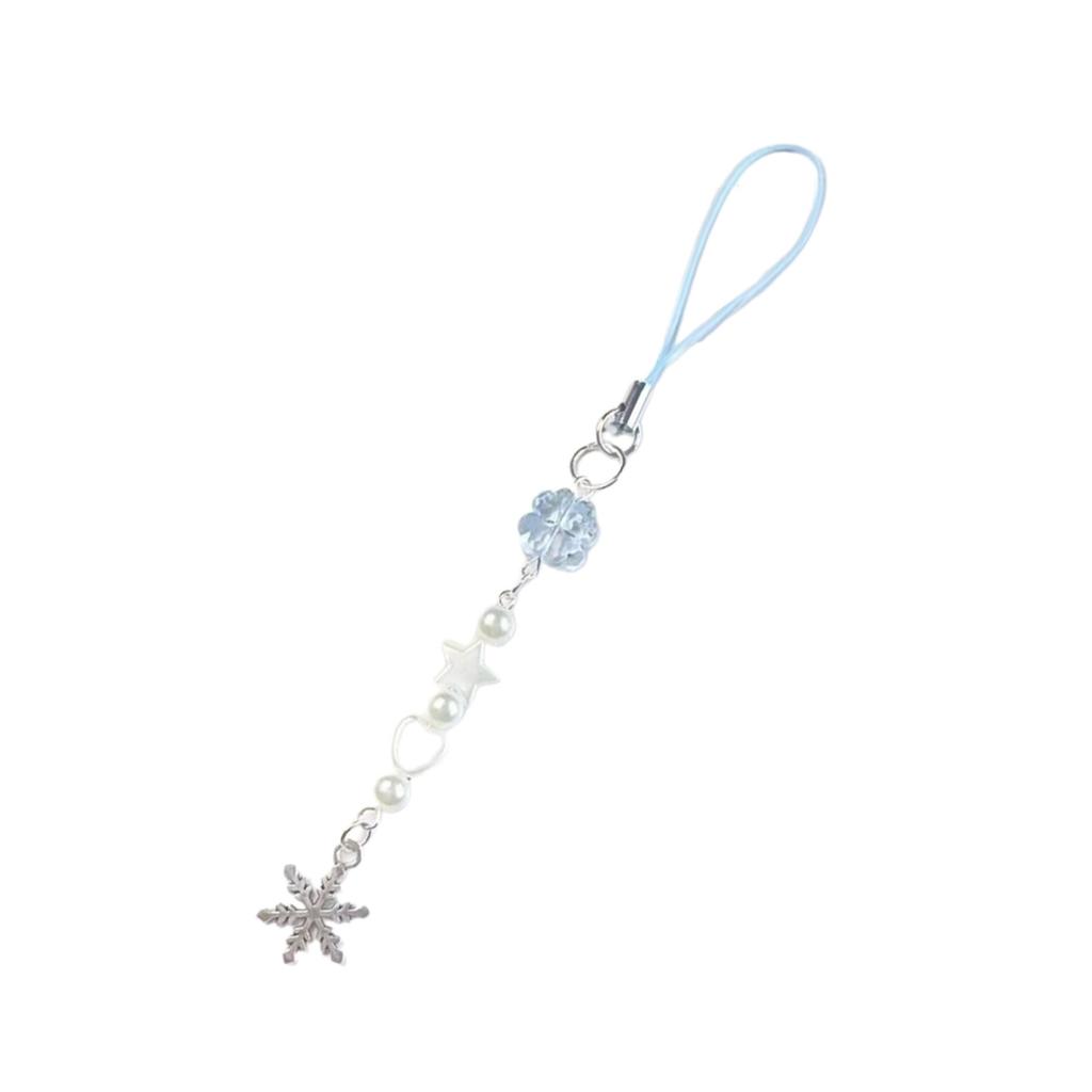 Luck Clovers Pearls Snowflake Phone Charm Pendant Elegant Handbag Fashion Accessory for Fashionable Women Ladies