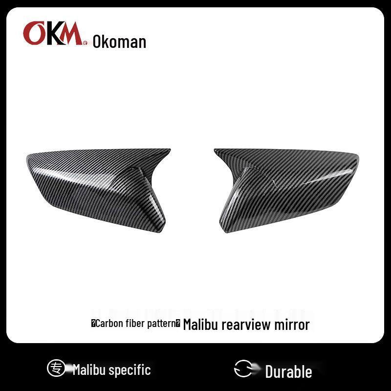 Chevrolet Malibu Bull Horn Rearview Mirror Cover, Fits 2016-2020 Models Glossy Black [North American Version]