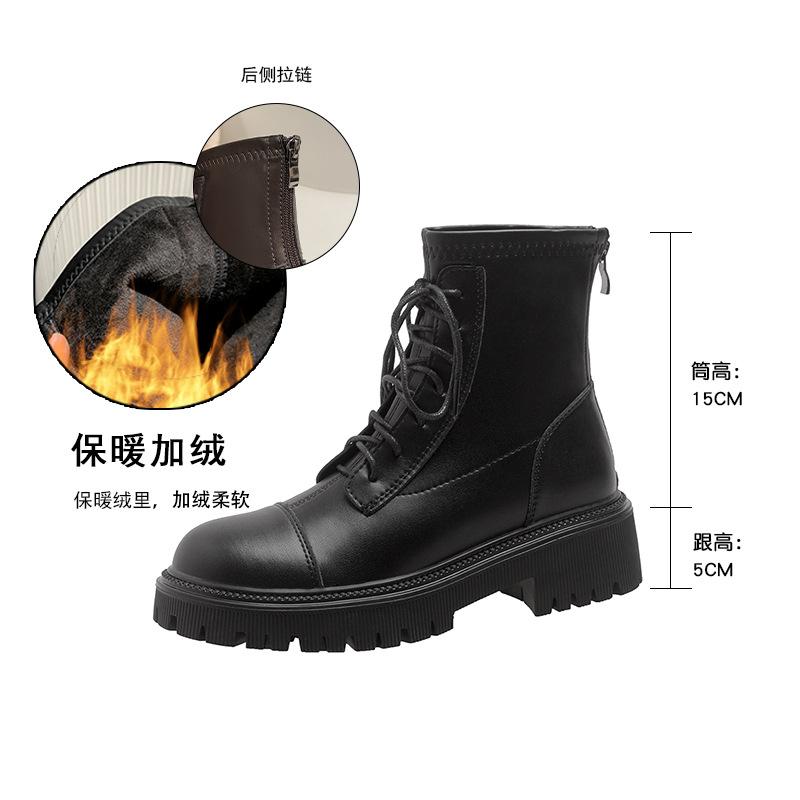 Inner heightening Martin boots short boots women's shoes versatile platform-soled retro brown boots 2025 new platform-soled lace-up women's boots