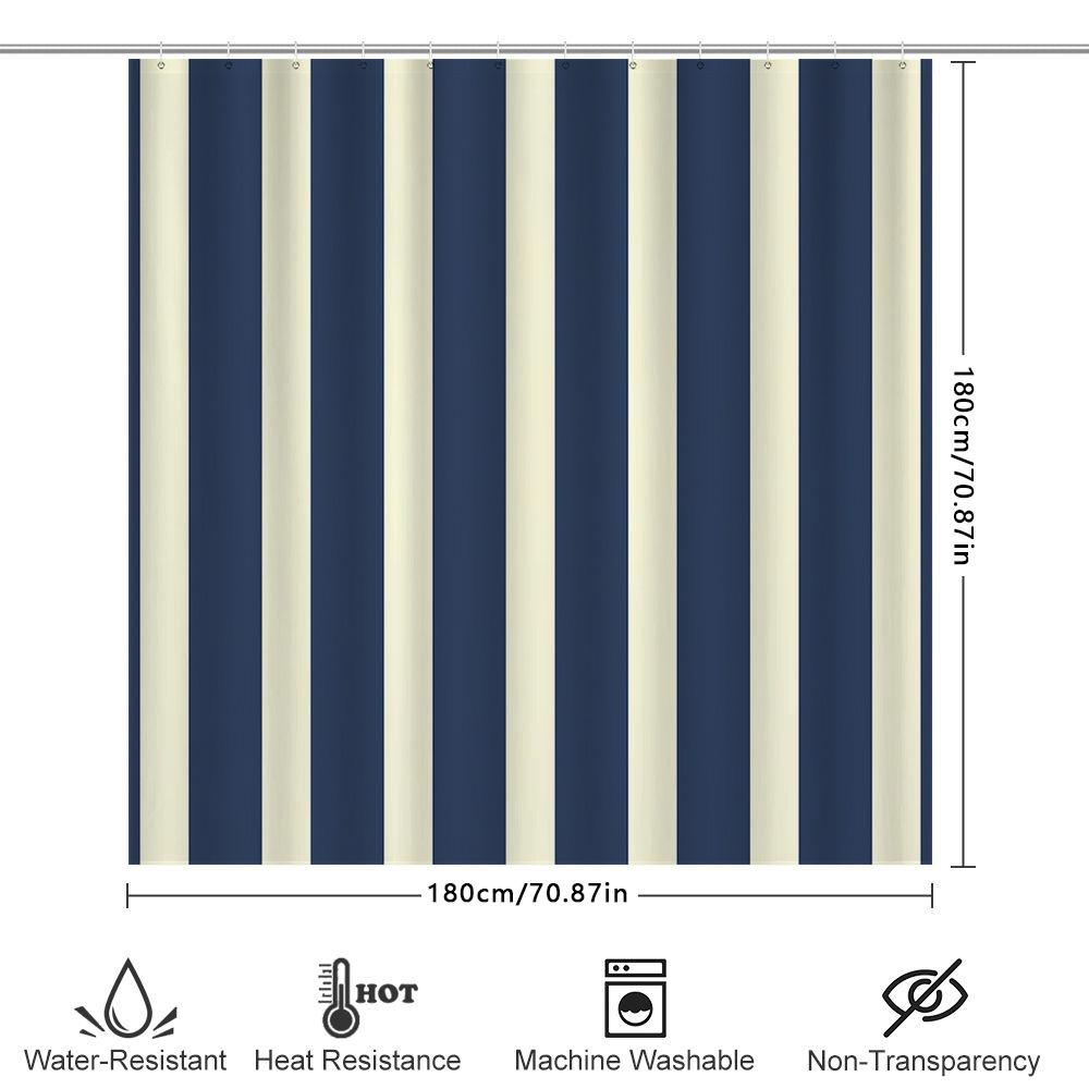 Blue And White Vertical Stripe Shower Curtain Modern Bath Decor For Bathroom Extra Long Size Available Easy Installation Perfect