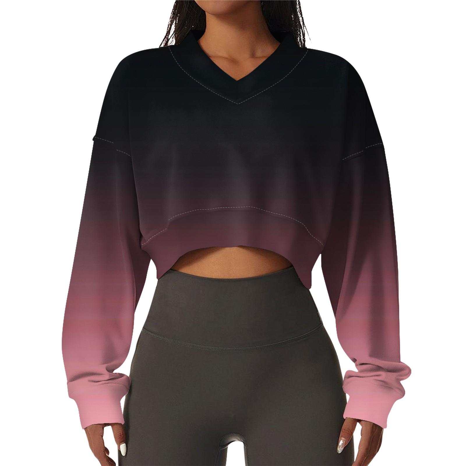 

Женская повседневная модная сексуальная удобная спортивная толстовка с V-образным вырезом и длинным рукавом с принтом в стиле тай-дай L темно-фиолетового