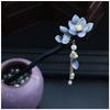 Ancient Style Magnolia Hairpin Artificial Transparent Glass Flower Tassel Hair Stick Wooden Simple Updo Hairpin New Year Gifts