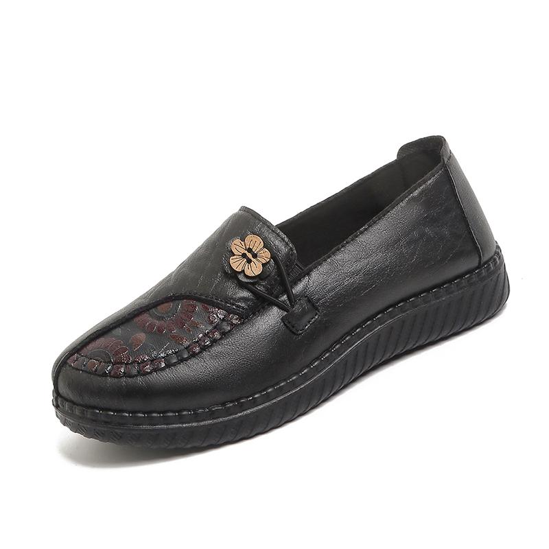 Style Ladies Loafers Ladies Leather Flat Shoes,simple and Classic Mom's Shoes Anti-slip and Comfortable,free Shipping