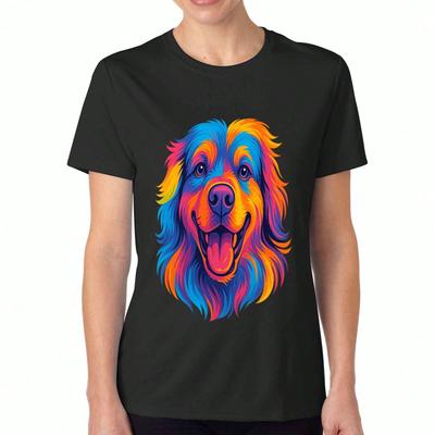 Colorful Dog Portrait Unisex Cotton T Shirt, Premium Cotton Quality Print, Durable And Longlasting, Relaxed And Fashionable, Featuring A Stunning Vibr