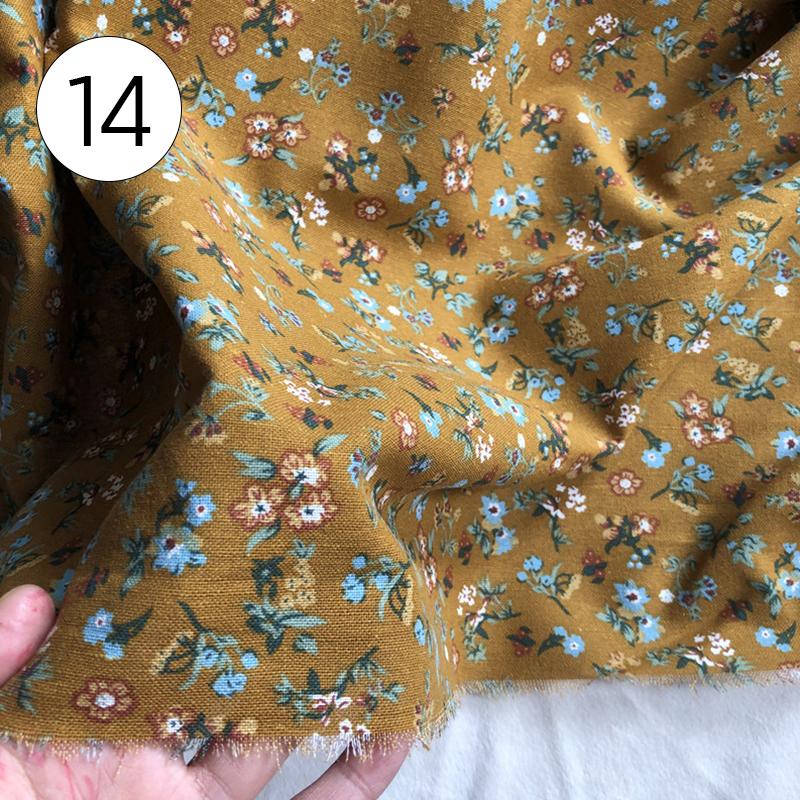 100x145cm Pastoral Style Small Floral Printed Fabric Retro Cotton Linen Fabric For Sewing Clothes Tablecloth DIY Patchwork