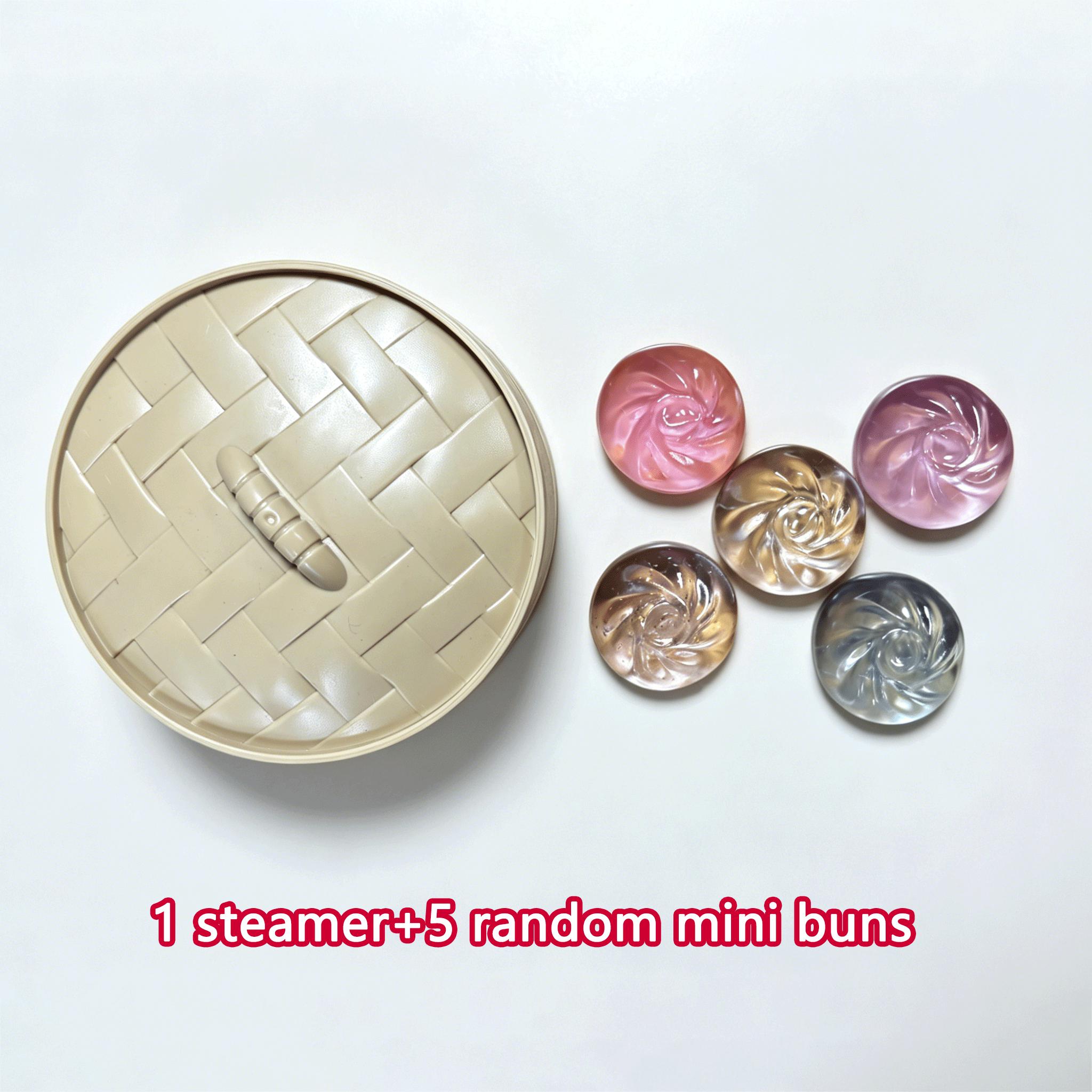 Mini Glitter Dumpling Squishes Stress Relief Toy With Dumplings Steamer Fidget Sensory Squeeze Ball Simulation Food Squishy Bun