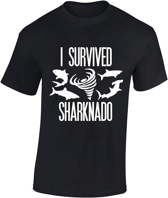 I Survived Sharknado T-Shirt Funny Gift Unisex Shark TEE TOP ALL SIZES S TO 5XL L