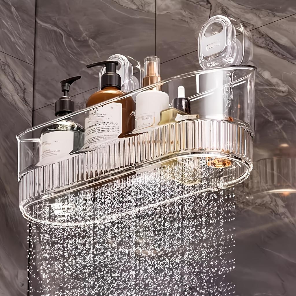 Luksusowa Ścienna Półka Storage z Przyssawką - Nie wymaga wiercenia, Wytrzymały Plastikowy Organizer na Akcesoria do Prysznica, Kosmetyki i Artykuły Toaletowe