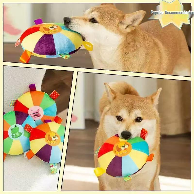 Interactive Plush Dog Frisbee - Sounding, Bite-Resistant for Training Border Collies