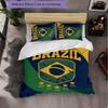 Brasilien Fußballmuster 3-teiliges Bettwäsche-Set Weiche Mikrofaser-Bettbezug mit Kissenbezügen für das Schlafzimmer