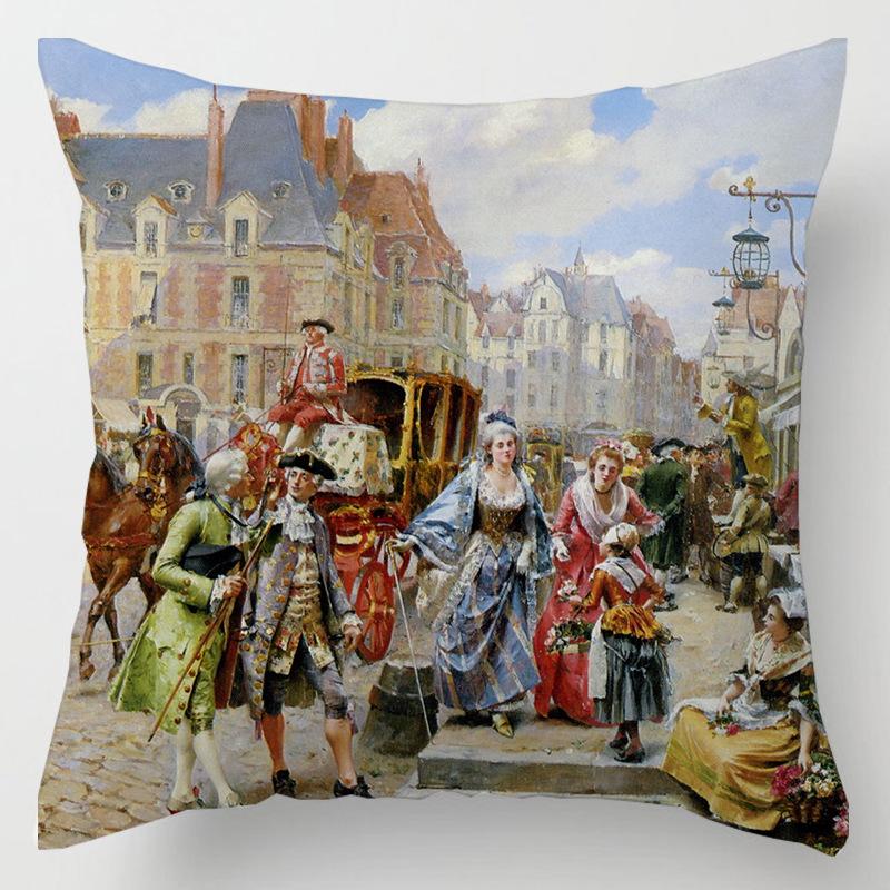 European Court Figures Throw Pillow Cover With Short Plush Print For Living Room Sofa Decoration Cushion Cover Pillow Covers