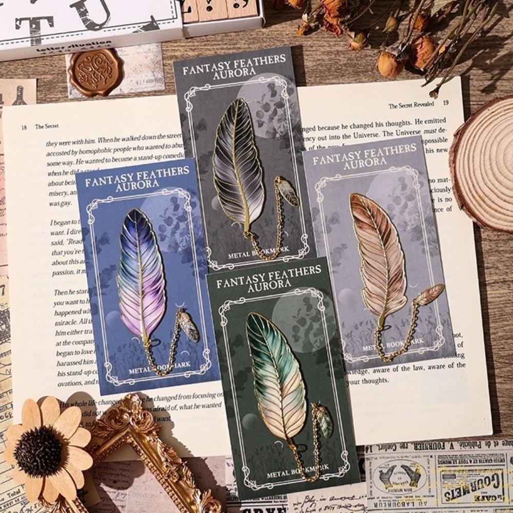 Vintage Feather Metal Bookmark Feather Book Page Marker Vintage Feather Bookmark Reading Supplies