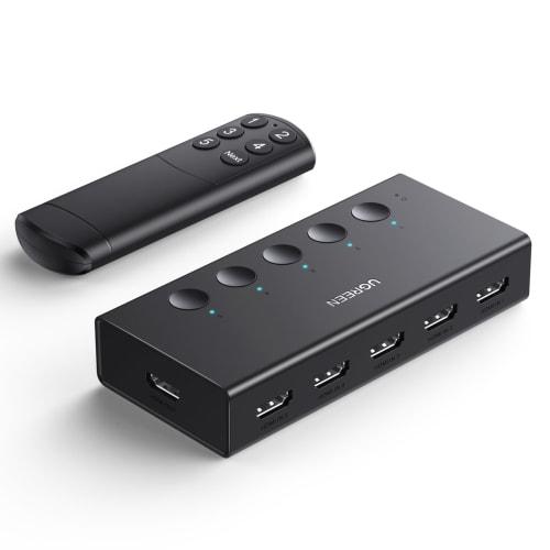 

UGREEN HDMI-коммутатор 5 входов 1 выход 4K@60 Гц HDMI-селектор HDMI-коммутатор HDCP 2.2/HDMI 2.0 ручное переключение [подтверждена работа PS3/PS4/PS5/коммутатора]