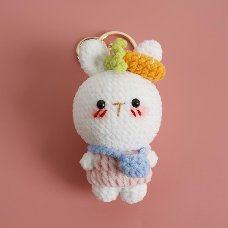 Pilot Design Cute Rabbit Crochet Keychain Handmake Crochet Animal Doll Keyrings For Bag Pendant Knitting Rabbit Keychain Custom
